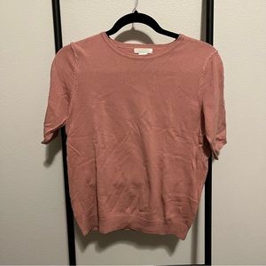 H&M pink knit sweater shirt sleeve top
